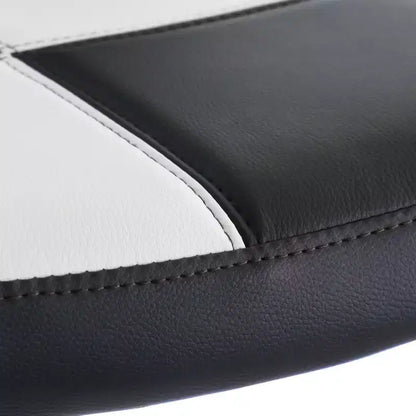 Tabouret de bar Elama 2 pièces réglable en similicuir noir et blanc avec piètement chromé