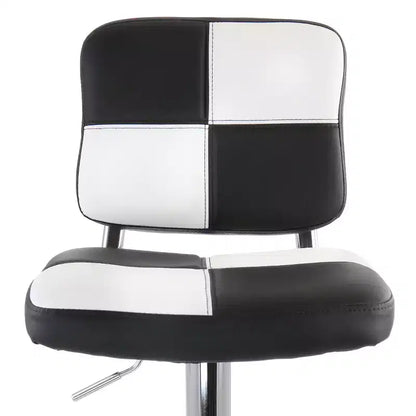 Tabouret de bar Elama 2 pièces réglable en similicuir noir et blanc avec piètement chromé