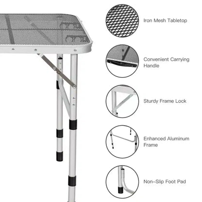 Table de barbecue pliante Costway pour camping, table support de barbecue en aluminium léger