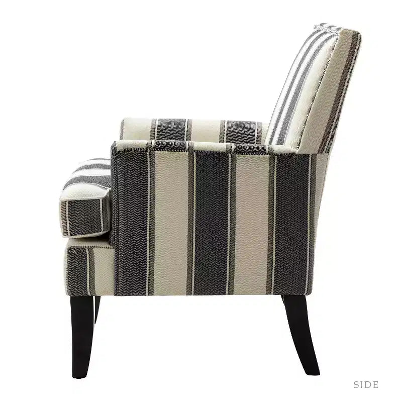 Lot de 2 fauteuils d'appoint rembourrés Sara avec clous décoratifs | Karat Home-Rayures Rouges