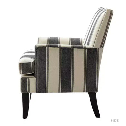 Lot de 2 fauteuils d'appoint rembourrés Sara avec clous décoratifs | Karat Home-Rayures Rouges