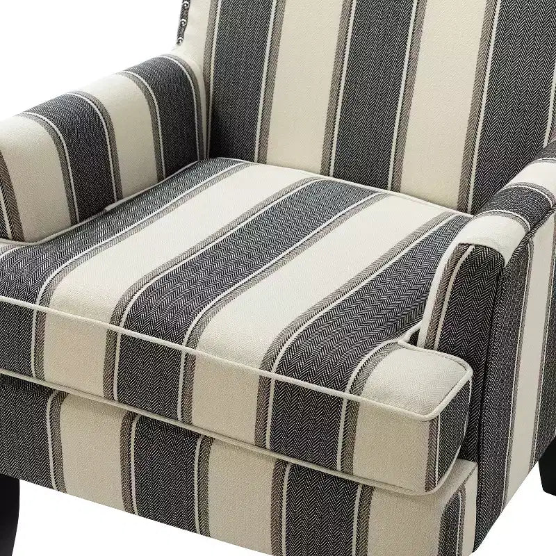 Lot de 2 fauteuils d'appoint rembourrés Sara avec clous décoratifs | Karat Home-Rayures Rouges