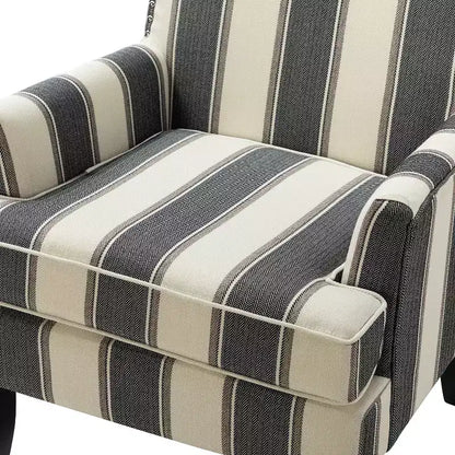 Lot de 2 fauteuils d'appoint rembourrés Sara avec clous décoratifs | Karat Home-Rayures Rouges