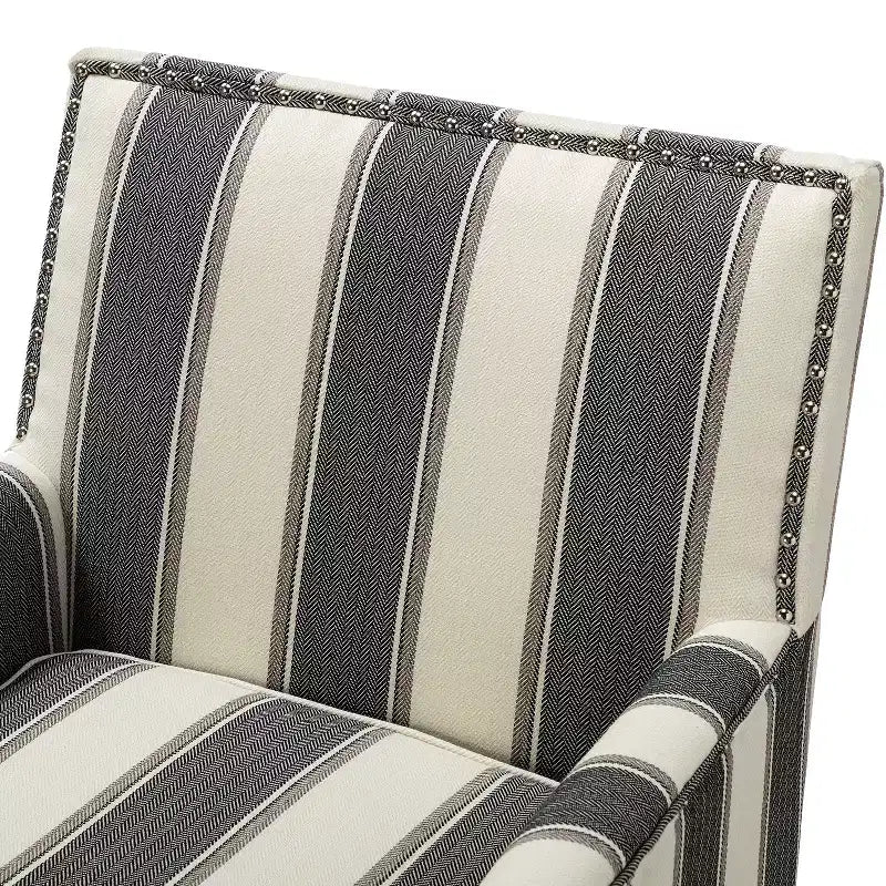 Lot de 2 fauteuils d'appoint rembourrés Sara avec clous décoratifs | Karat Home-Rayures Rouges