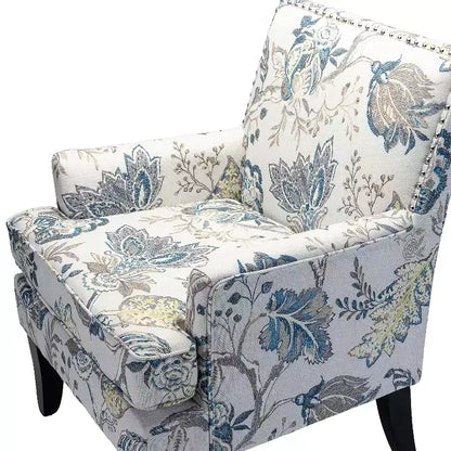 Lot de 2 fauteuils d'appoint rembourrés Sara avec clous décoratifs | Karat Home-Rayures Rouges