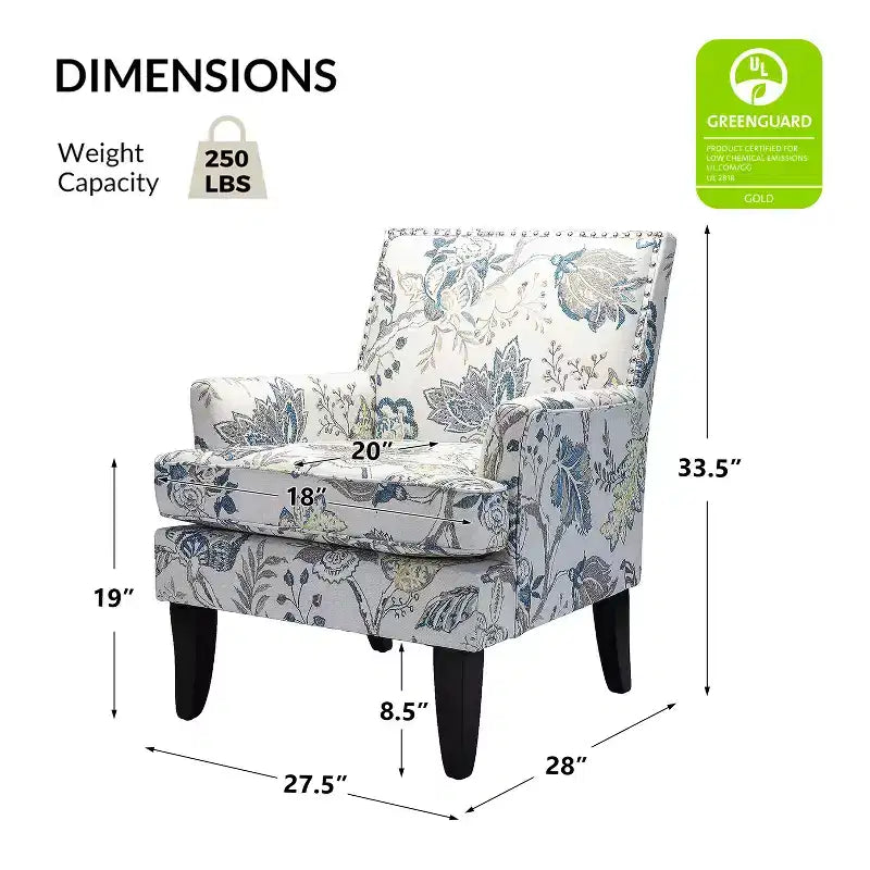 Lot de 2 fauteuils d'appoint rembourrés Sara avec clous décoratifs | Karat Home-Rayures Rouges