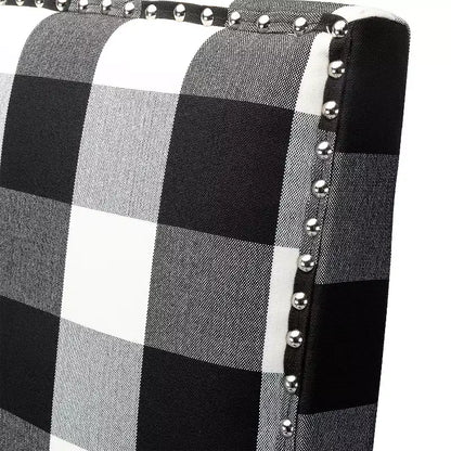 Lot de 2 fauteuils d'appoint rembourrés Sara avec clous décoratifs | Karat Home-Rayures Rouges