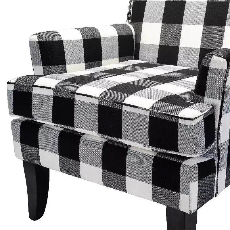 Lot de 2 fauteuils d'appoint rembourrés Sara avec clous décoratifs | Karat Home-Rayures Rouges