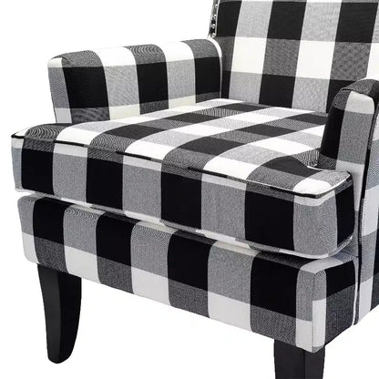 Lot de 2 fauteuils d'appoint rembourrés Sara avec clous décoratifs | Karat Home-Rayures Rouges