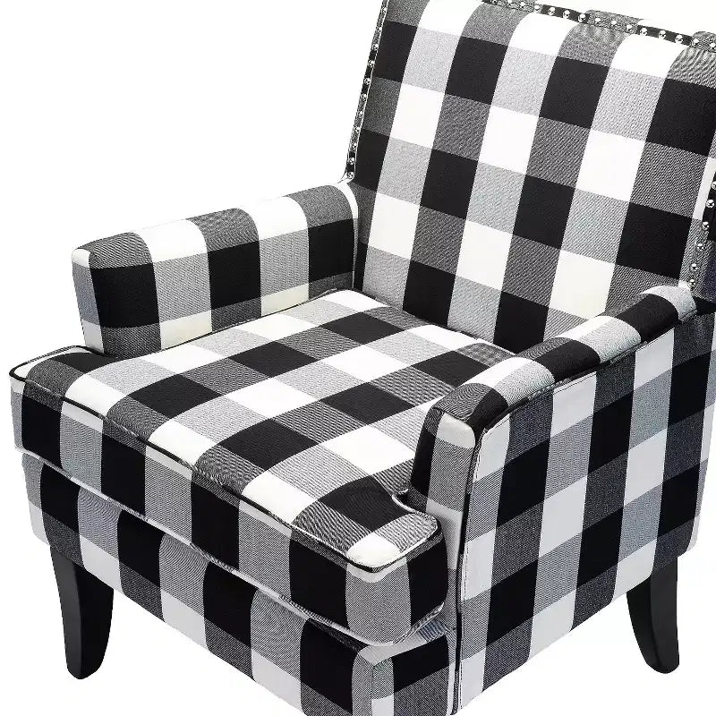 Lot de 2 fauteuils d'appoint rembourrés Sara avec clous décoratifs | Karat Home-Rayures Rouges