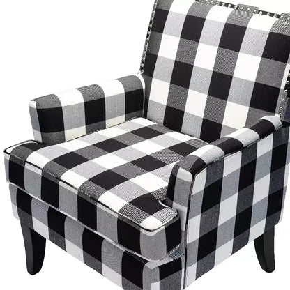 Lot de 2 fauteuils d'appoint rembourrés Sara avec clous décoratifs | Karat Home-Rayures Rouges