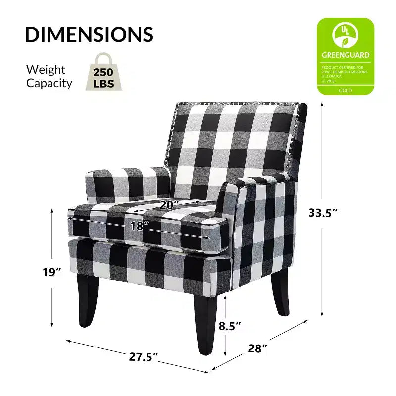 Lot de 2 fauteuils d'appoint rembourrés Sara avec clous décoratifs | Karat Home-Rayures Rouges