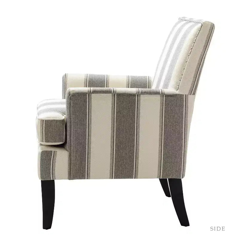 Lot de 2 fauteuils d'appoint rembourrés Sara avec clous décoratifs | Karat Home-Rayures Rouges
