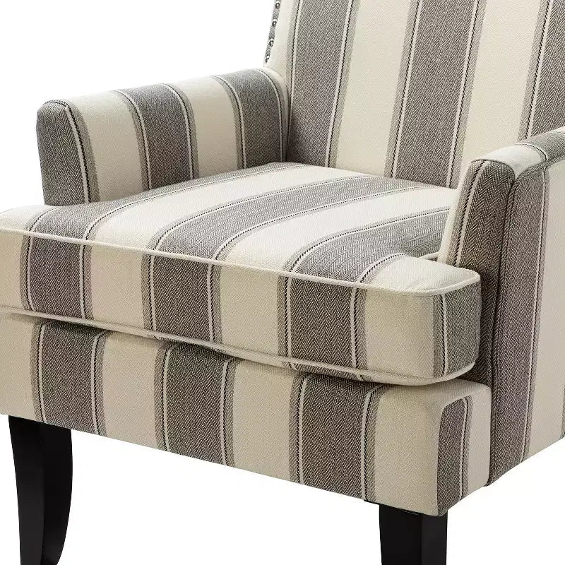 Lot de 2 fauteuils d'appoint rembourrés Sara avec clous décoratifs | Karat Home-Rayures Rouges