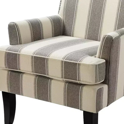 Lot de 2 fauteuils d'appoint rembourrés Sara avec clous décoratifs | Karat Home-Rayures Rouges