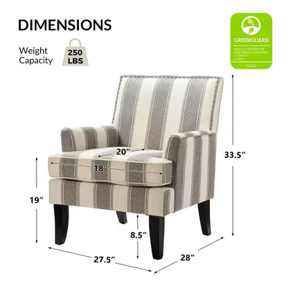 Lot de 2 fauteuils d'appoint rembourrés Sara avec clous décoratifs | Karat Home-Rayures Rouges