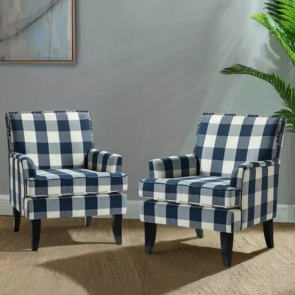 Lot de 2 fauteuils d'appoint rembourrés Sara avec clous décoratifs | Karat Home-Rayures Rouges