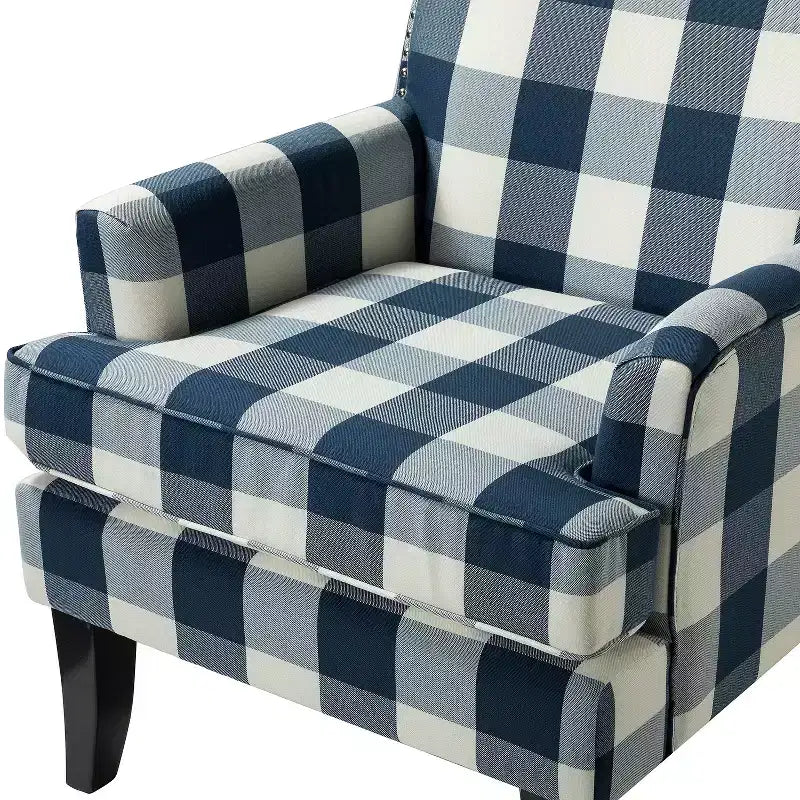 Lot de 2 fauteuils d'appoint rembourrés Sara avec clous décoratifs | Karat Home-Rayures Rouges