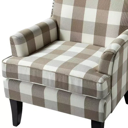Lot de 2 fauteuils d'appoint rembourrés Sara avec clous décoratifs | Karat Home-Rayures Rouges