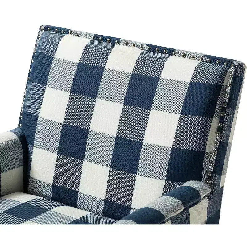 Lot de 2 fauteuils d'appoint rembourrés Sara avec clous décoratifs | Karat Home-Rayures Rouges