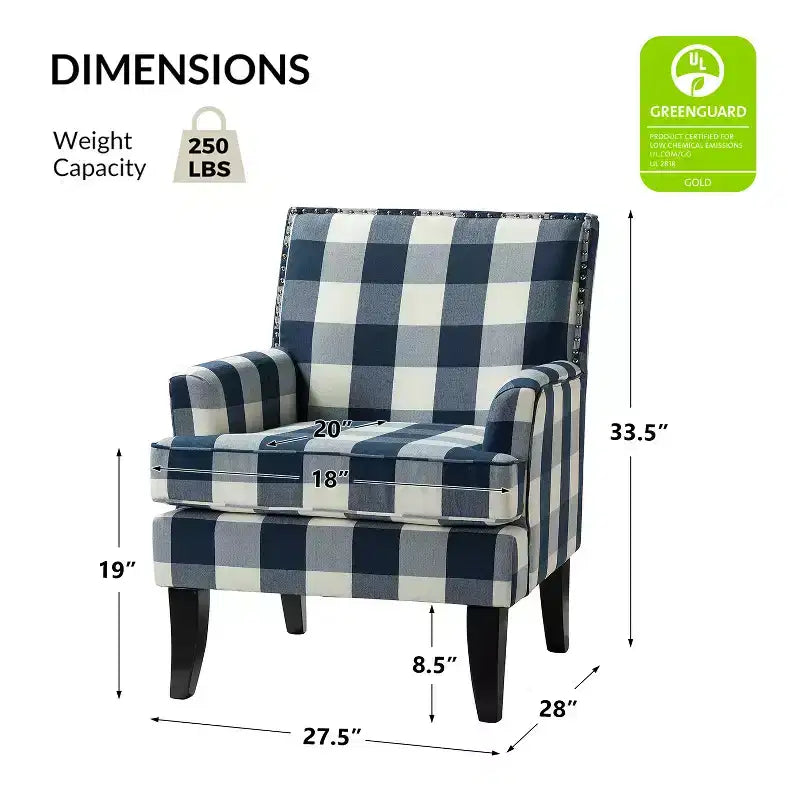Lot de 2 fauteuils d'appoint rembourrés Sara avec clous décoratifs | Karat Home-Rayures Rouges