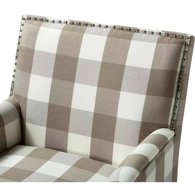 Lot de 2 fauteuils d'appoint rembourrés Sara avec clous décoratifs | Karat Home-Rayures Rouges