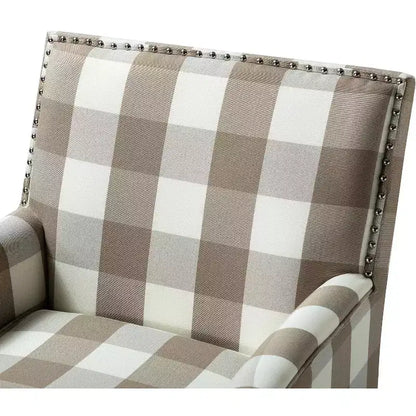 Lot de 2 fauteuils d'appoint rembourrés Sara avec clous décoratifs | Karat Home-Rayures Rouges