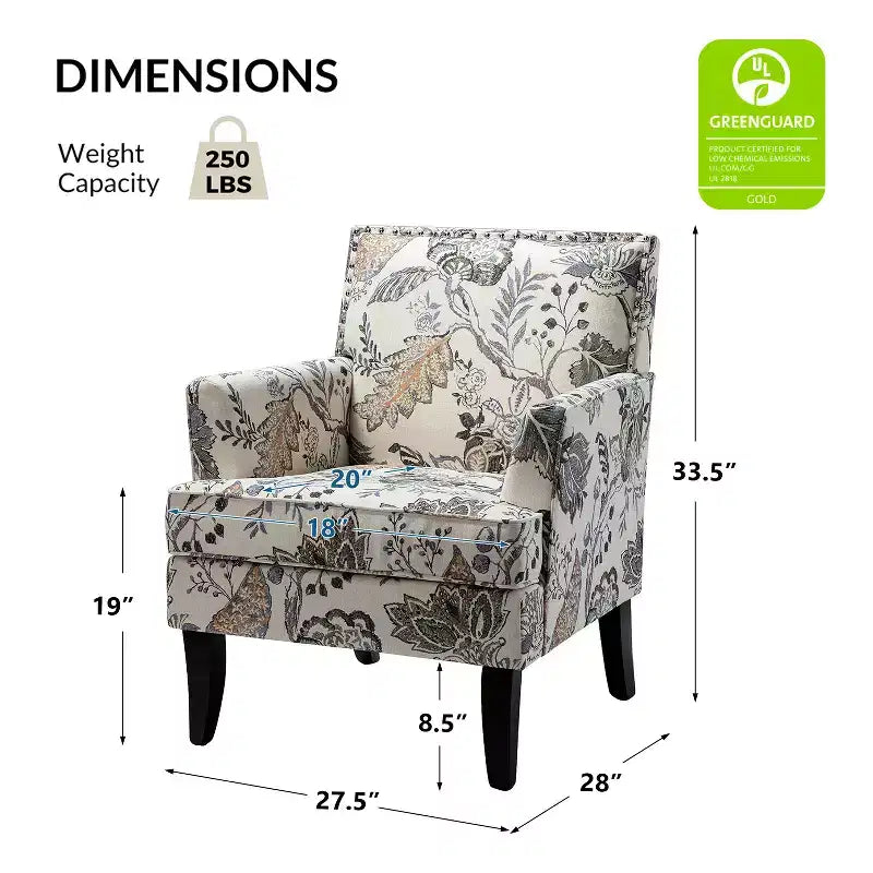 Lot de 2 fauteuils d'appoint rembourrés Sara avec clous décoratifs | Karat Home-Rayures Rouges