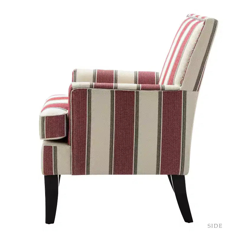 Lot de 2 fauteuils d'appoint rembourrés Sara avec clous décoratifs | Karat Home-Rayures Rouges