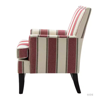 Lot de 2 fauteuils d'appoint rembourrés Sara avec clous décoratifs | Karat Home-Rayures Rouges
