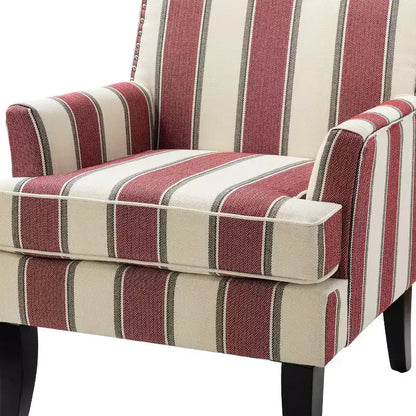Lot de 2 fauteuils d'appoint rembourrés Sara avec clous décoratifs | Karat Home-Rayures Rouges