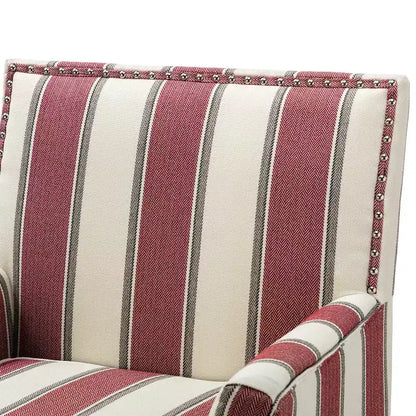 Lot de 2 fauteuils d'appoint rembourrés Sara avec clous décoratifs | Karat Home-Rayures Rouges