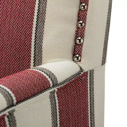 Lot de 2 fauteuils d'appoint rembourrés Sara avec clous décoratifs | Karat Home-Rayures Rouges