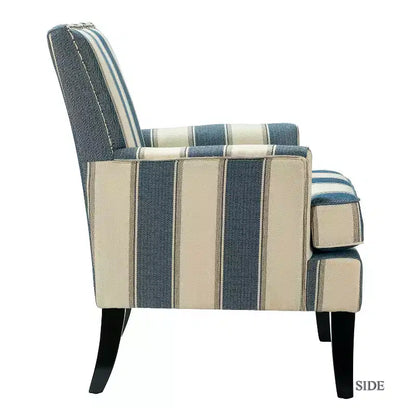 Lot de 2 fauteuils d'appoint rembourrés Sara avec clous décoratifs | Karat Home-Rayures Rouges