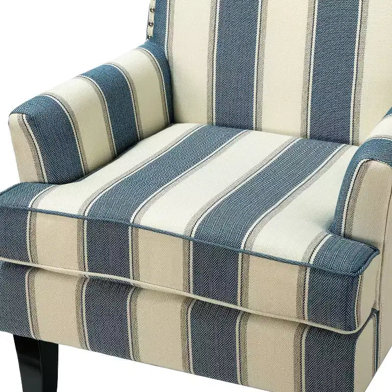 Lot de 2 fauteuils d'appoint rembourrés Sara avec clous décoratifs | Karat Home-Rayures Rouges