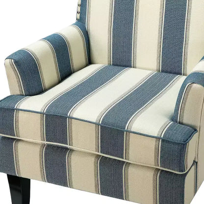 Lot de 2 fauteuils d'appoint rembourrés Sara avec clous décoratifs | Karat Home-Rayures Rouges