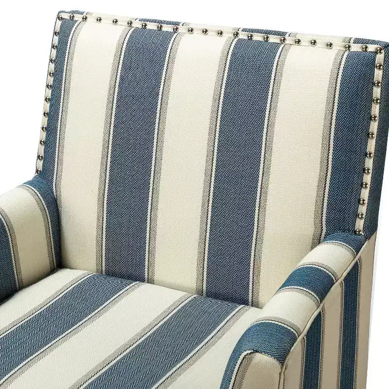 Lot de 2 fauteuils d'appoint rembourrés Sara avec clous décoratifs | Karat Home-Rayures Rouges