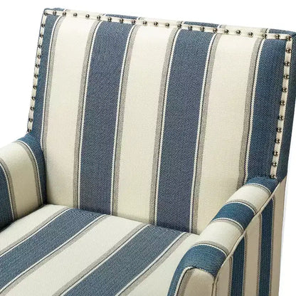 Lot de 2 fauteuils d'appoint rembourrés Sara avec clous décoratifs | Karat Home-Rayures Rouges