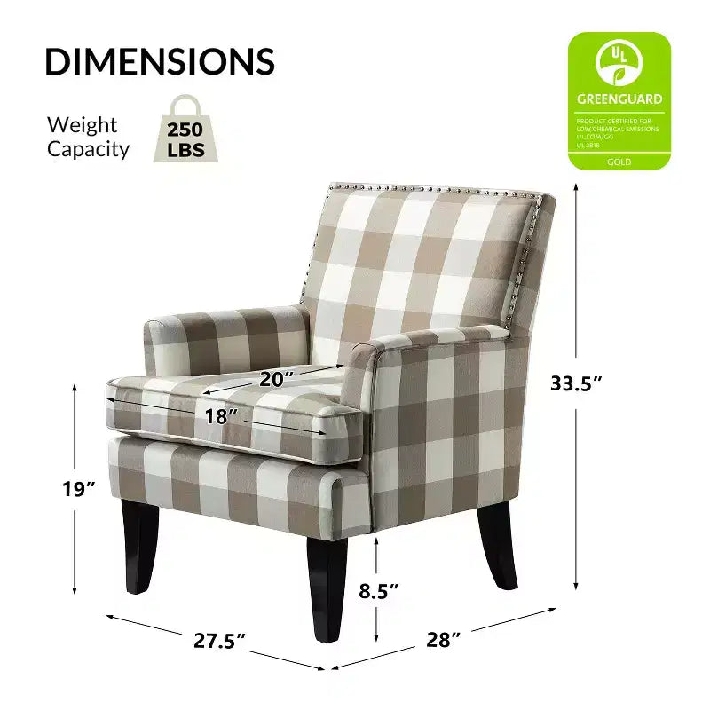 Lot de 2 fauteuils d'appoint rembourrés Sara avec clous décoratifs | Karat Home-Rayures Rouges