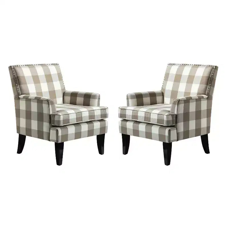 Set of 2 Sara Upholstered Accent Arm Chair with Nail Head Trim | Karat Home-Stripe Red