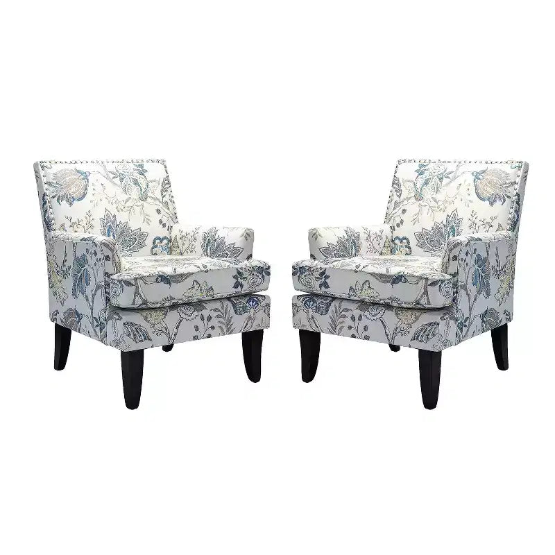 Lot de 2 fauteuils d'appoint rembourrés Sara avec clous décoratifs | Karat Home-Rayures Rouges