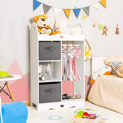 Costway Armoire Penderie Rangement pour Enfants avec Miroir et Bacs à Jouets
