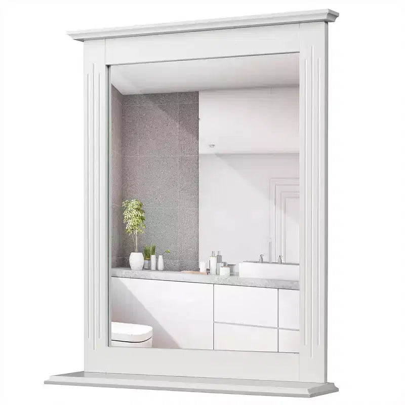 Miroir Mural de Salle de Bain Costway avec Étagère Miroir de Maquillage Carré Utilisation Polyvalente