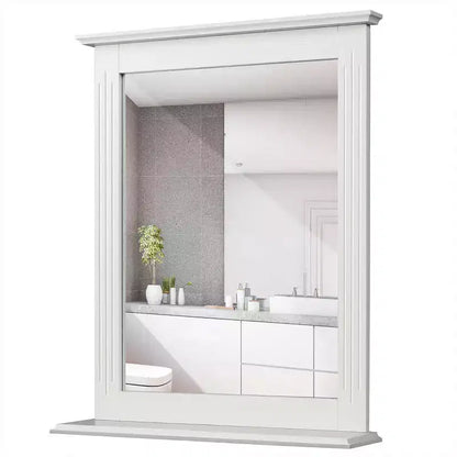Miroir Mural de Salle de Bain Costway avec Étagère Miroir de Maquillage Carré Utilisation Polyvalente