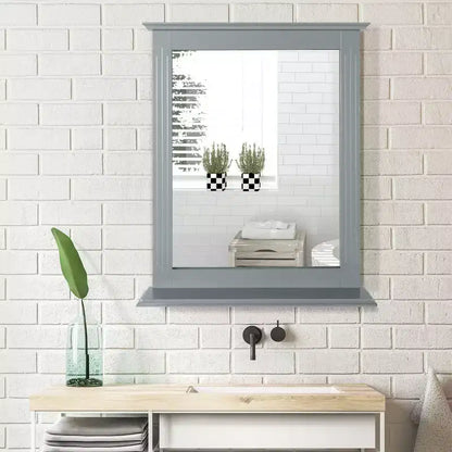 Miroir mural de salle de bain Costway avec étagère, miroir de maquillage polyvalent