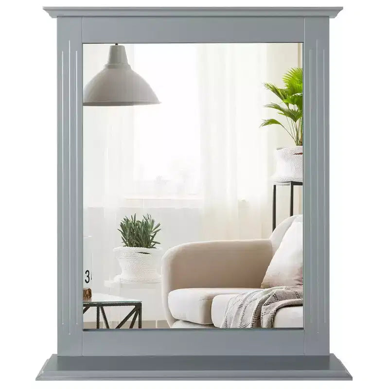 Miroir mural de salle de bain Costway avec étagère, miroir de maquillage polyvalent