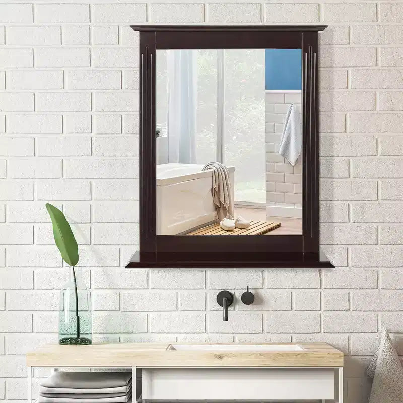 Miroir mural de salle de bain Costway avec étagère, miroir de maquillage polyvalent