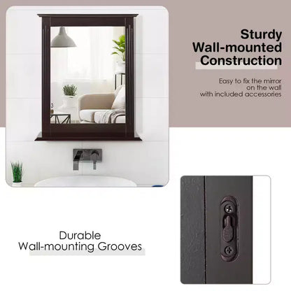 Miroir mural de salle de bain Costway avec étagère, miroir de maquillage polyvalent