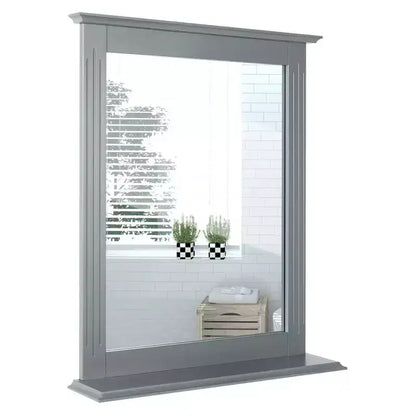 Miroir mural de salle de bain Costway avec étagère, miroir de maquillage polyvalent