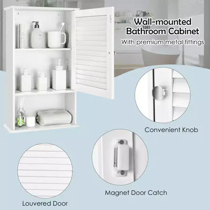 Costway Armoire Murale Meuble de Rangement Salle de Bain Suspendue 70 cm Hauteur Réglable